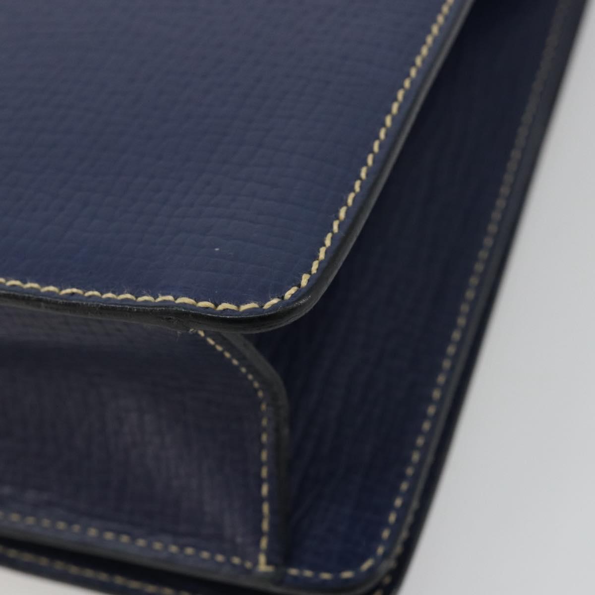 LOEWE Barcelona Hand Bag Leather Navy Gold Auth ka4515A
