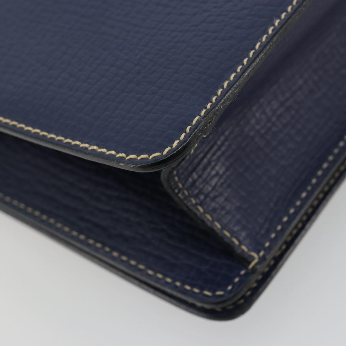 LOEWE Barcelona Hand Bag Leather Navy Gold Auth ka4515A