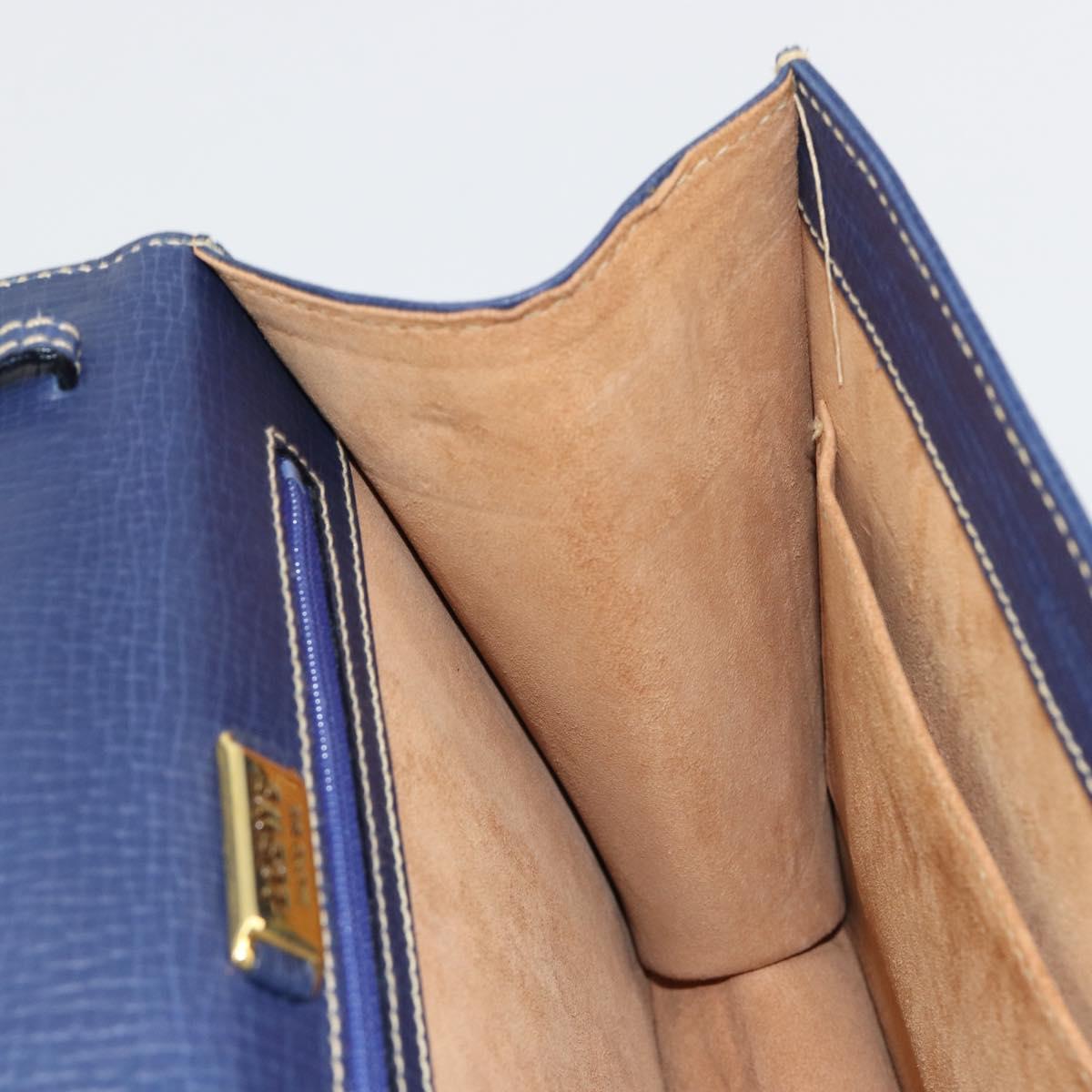LOEWE Barcelona Hand Bag Leather Navy Gold Auth ka4515A