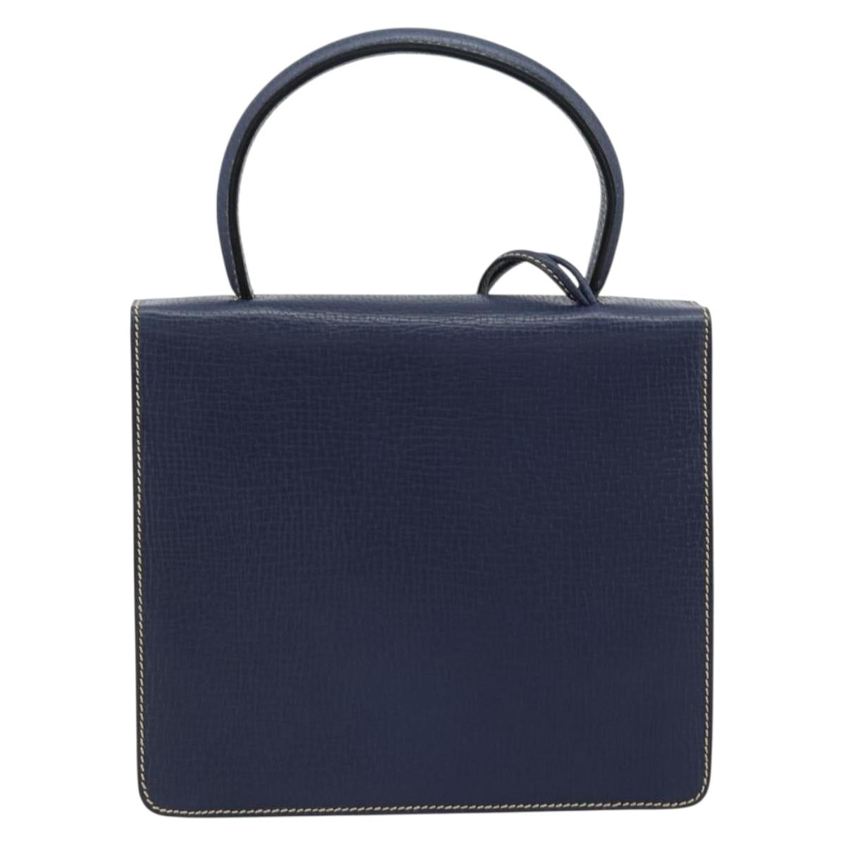 LOEWE Barcelona Hand Bag Leather Navy Gold Auth ka4515A