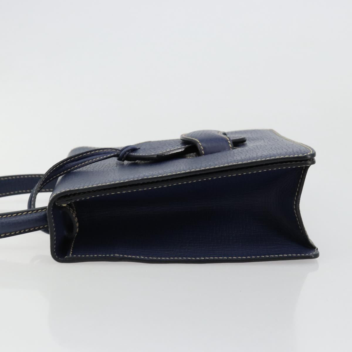 LOEWE Barcelona Hand Bag Leather Navy Gold Auth ka4515A