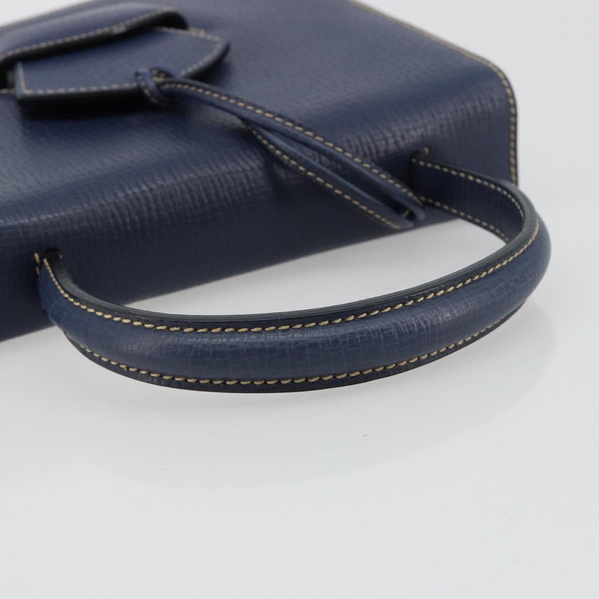 LOEWE Barcelona Hand Bag Leather Navy Gold Auth ka4515A