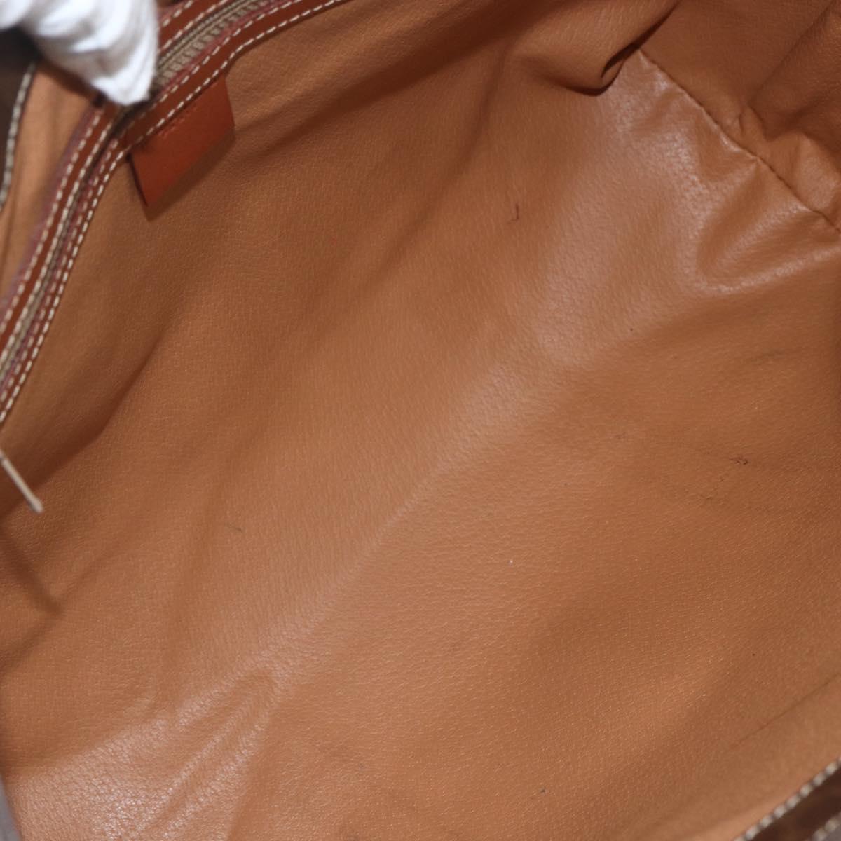 CELINE Macadam Canvas Tote Bag PVC Leather Brown Gold Auth ka452