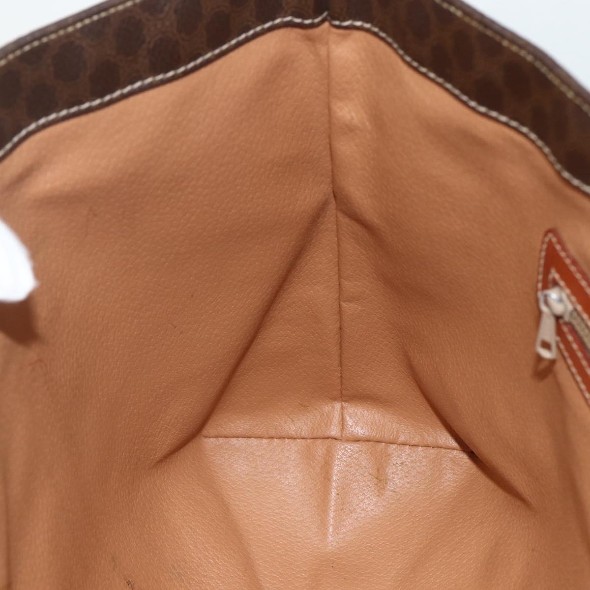 CELINE Macadam Canvas Tote Bag PVC Leather Brown Gold Auth ka452