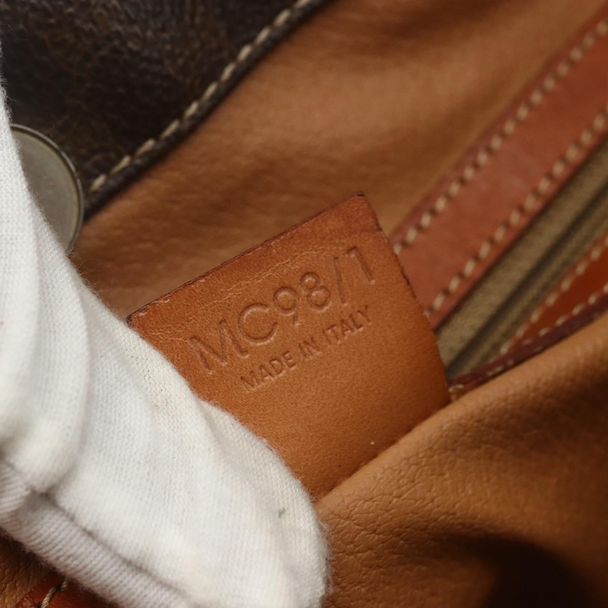 CELINE Macadam Canvas Tote Bag PVC Leather Brown Gold Auth ka452