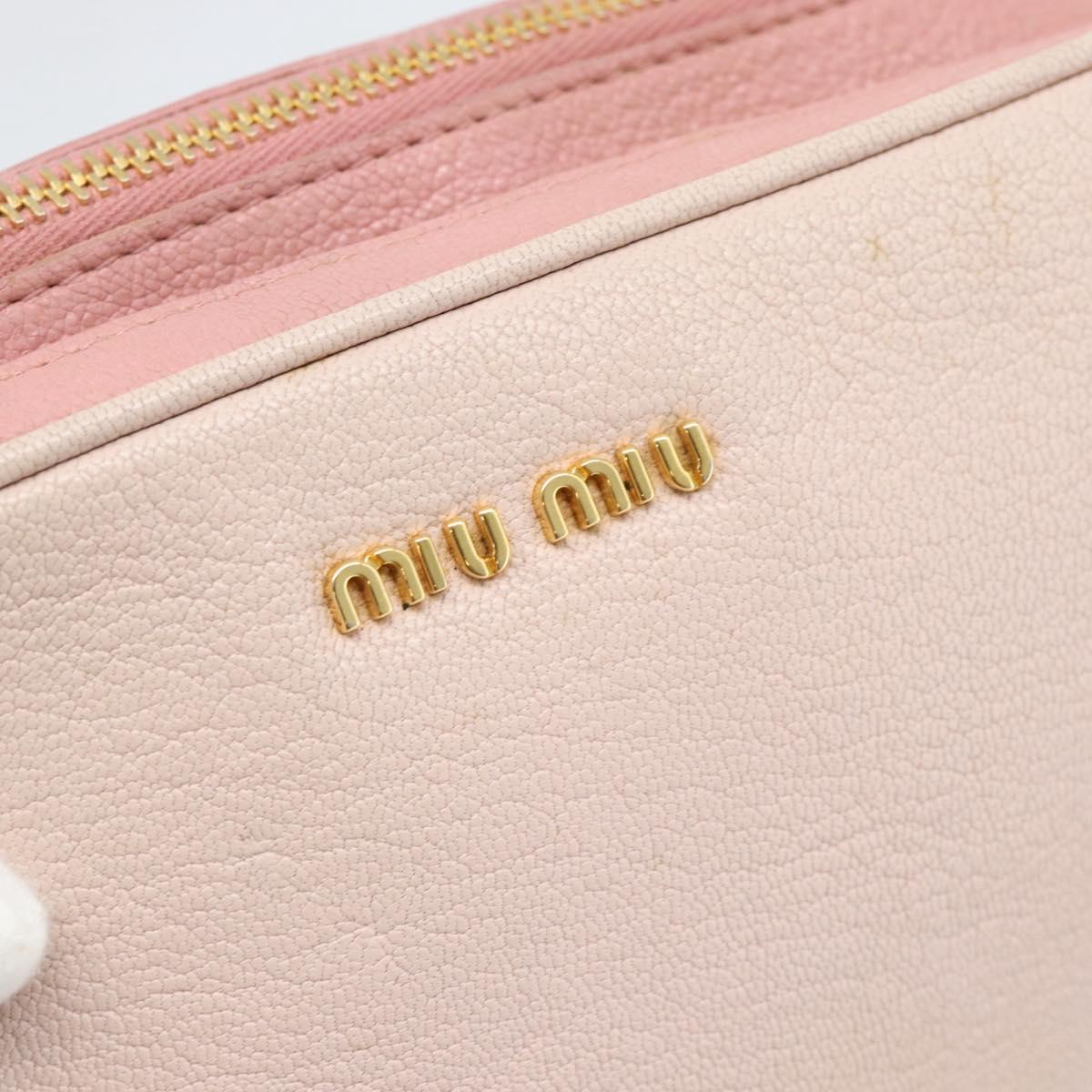 Miu Miu Shoulder Bag Leather Pink Gold Auth ka4524A
