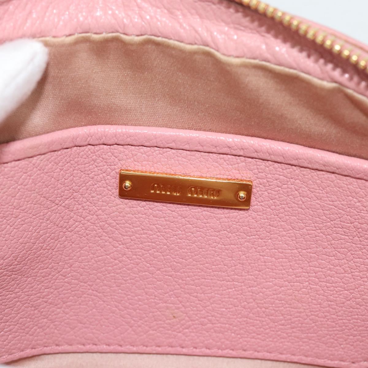 Miu Miu Shoulder Bag Leather Pink Gold Auth ka4524A