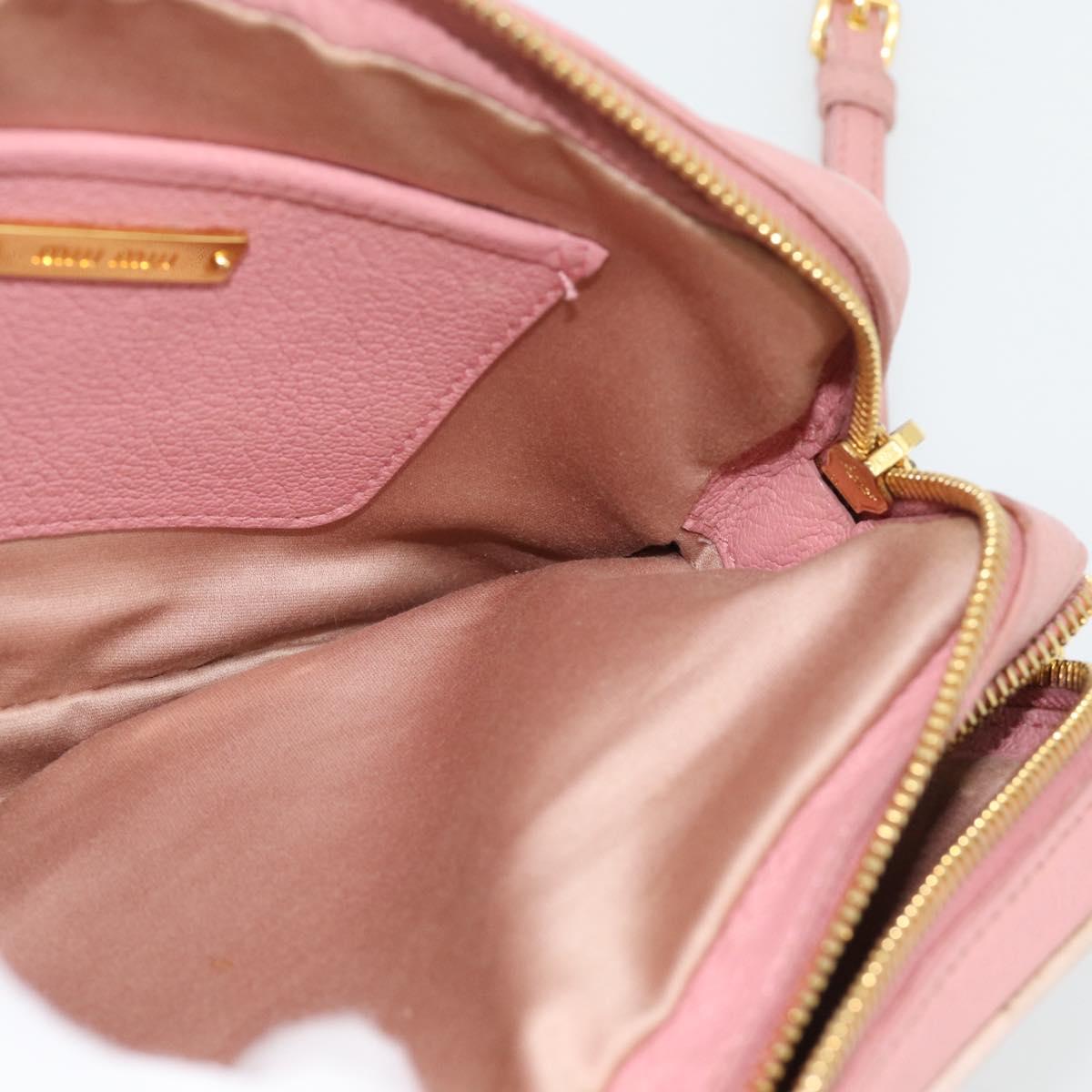 Miu Miu Shoulder Bag Leather Pink Gold Auth ka4524A