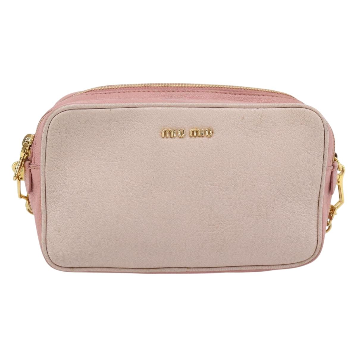 Miu Miu Shoulder Bag Leather Pink Gold Auth ka4524A