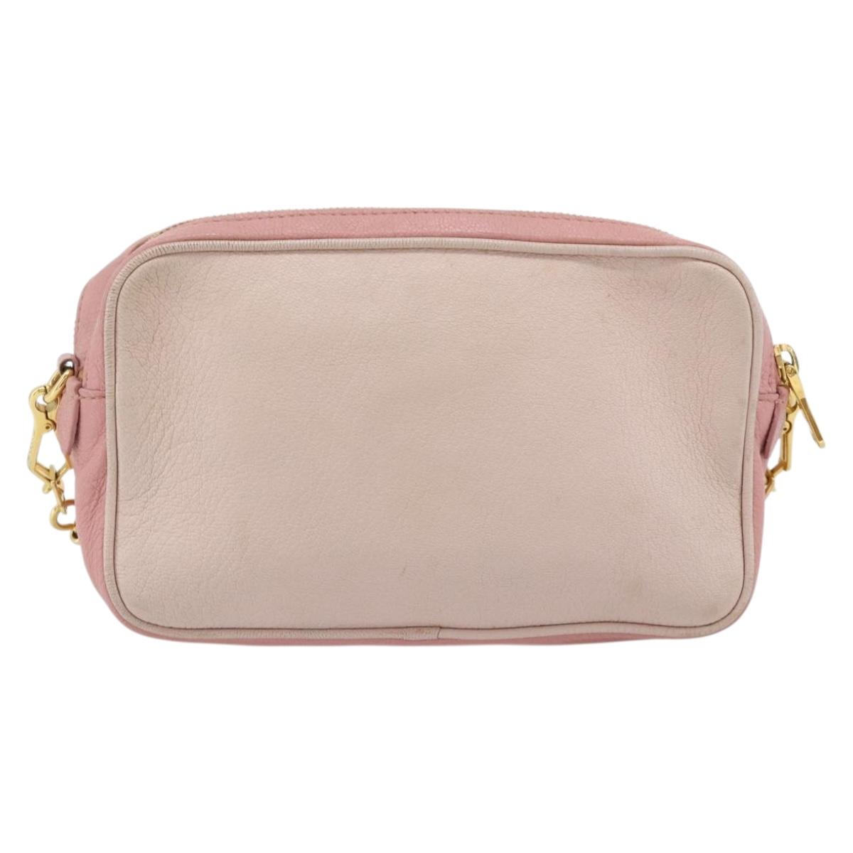 Miu Miu Shoulder Bag Leather Pink Gold Auth ka4524A