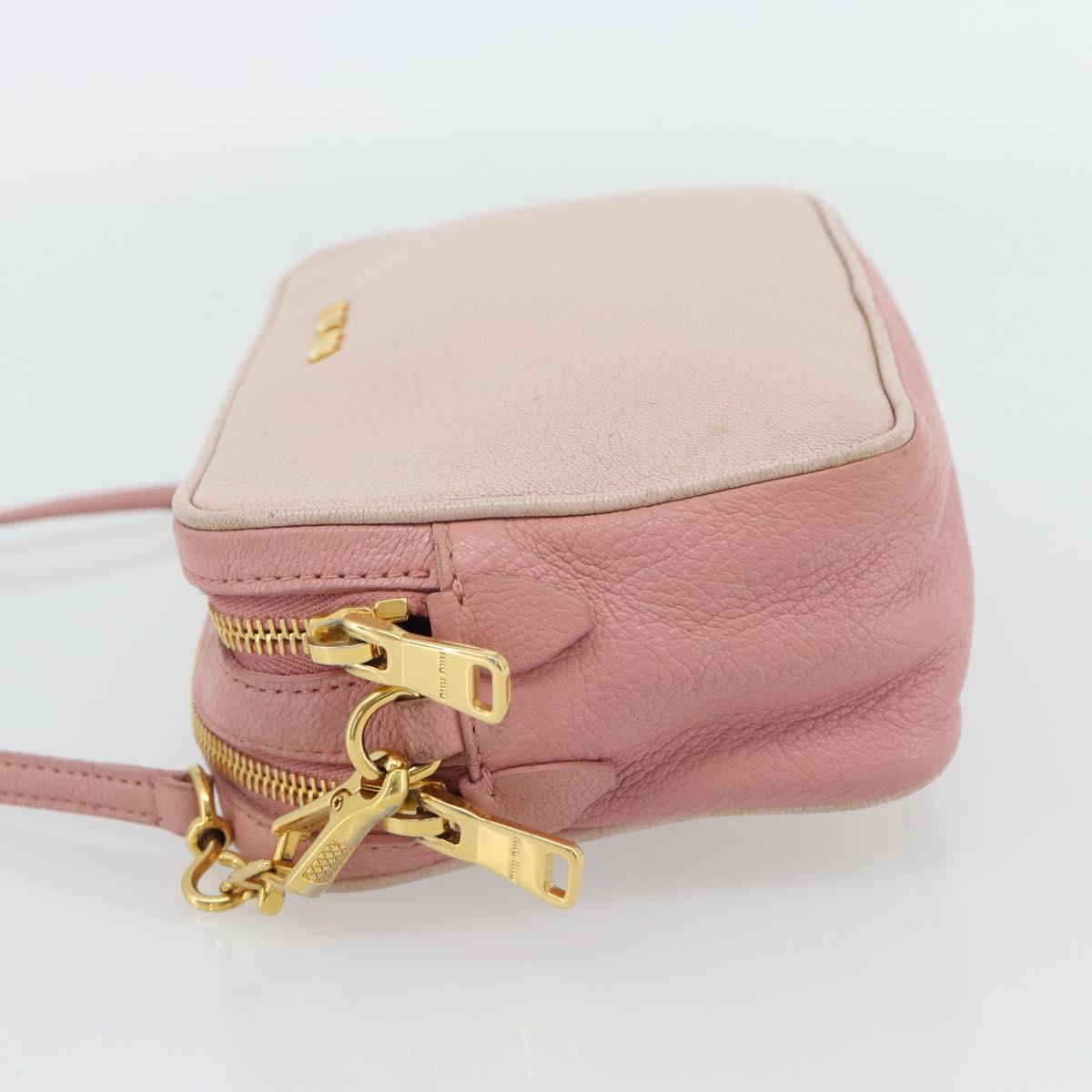 Miu Miu Shoulder Bag Leather Pink Gold Auth ka4524A