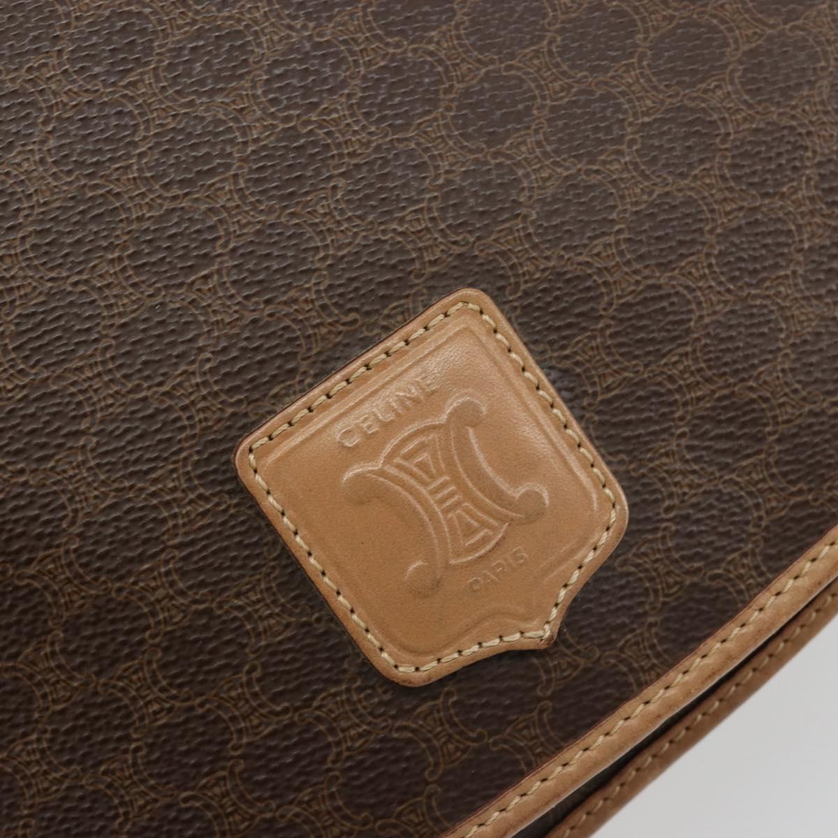 CELINE Macadam Canvas Shoulder Bag PVC Leather Brown Gold Auth ka4537