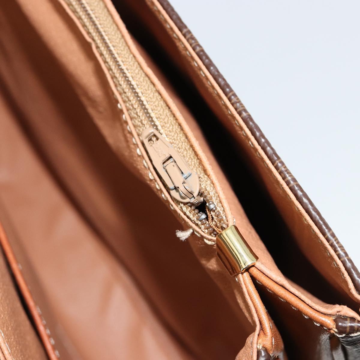 CELINE Macadam Canvas Shoulder Bag PVC Leather Brown Gold Auth ka4540A