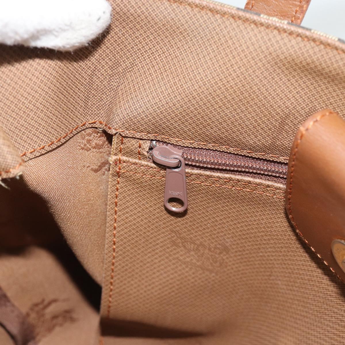 Burberrys Nova Check Hand Bag Canvas Beige Gold Auth ka4541
