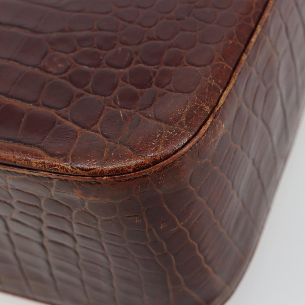 Salvatore Ferragamo Shoulder Bag Leather Brown Gold Auth ka4542