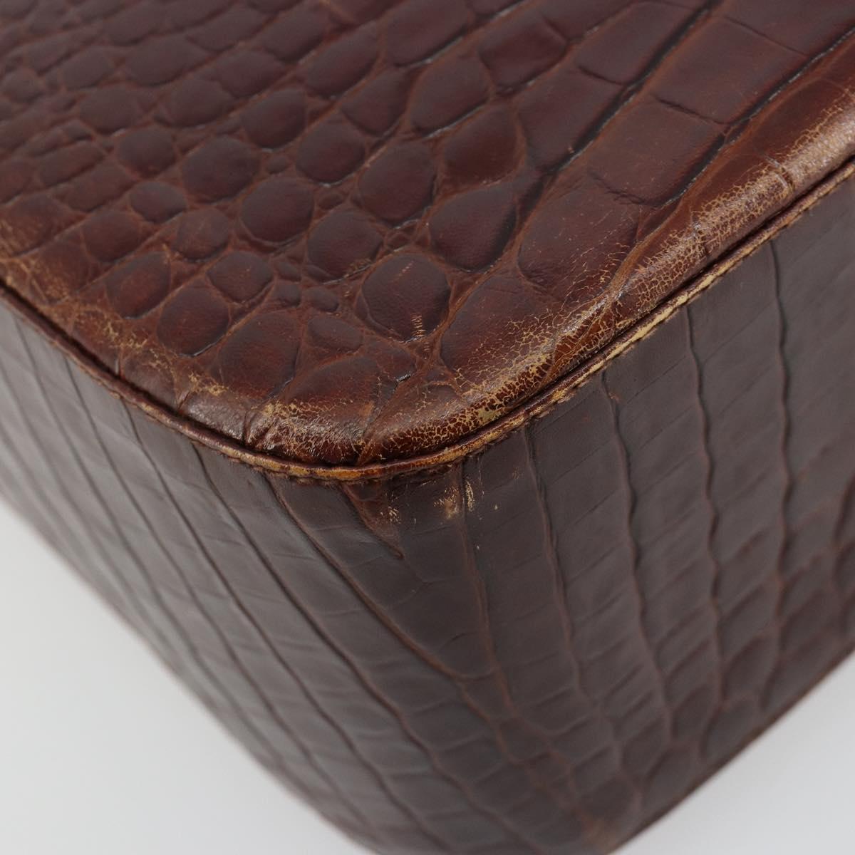 Salvatore Ferragamo Shoulder Bag Leather Brown Gold Auth ka4542