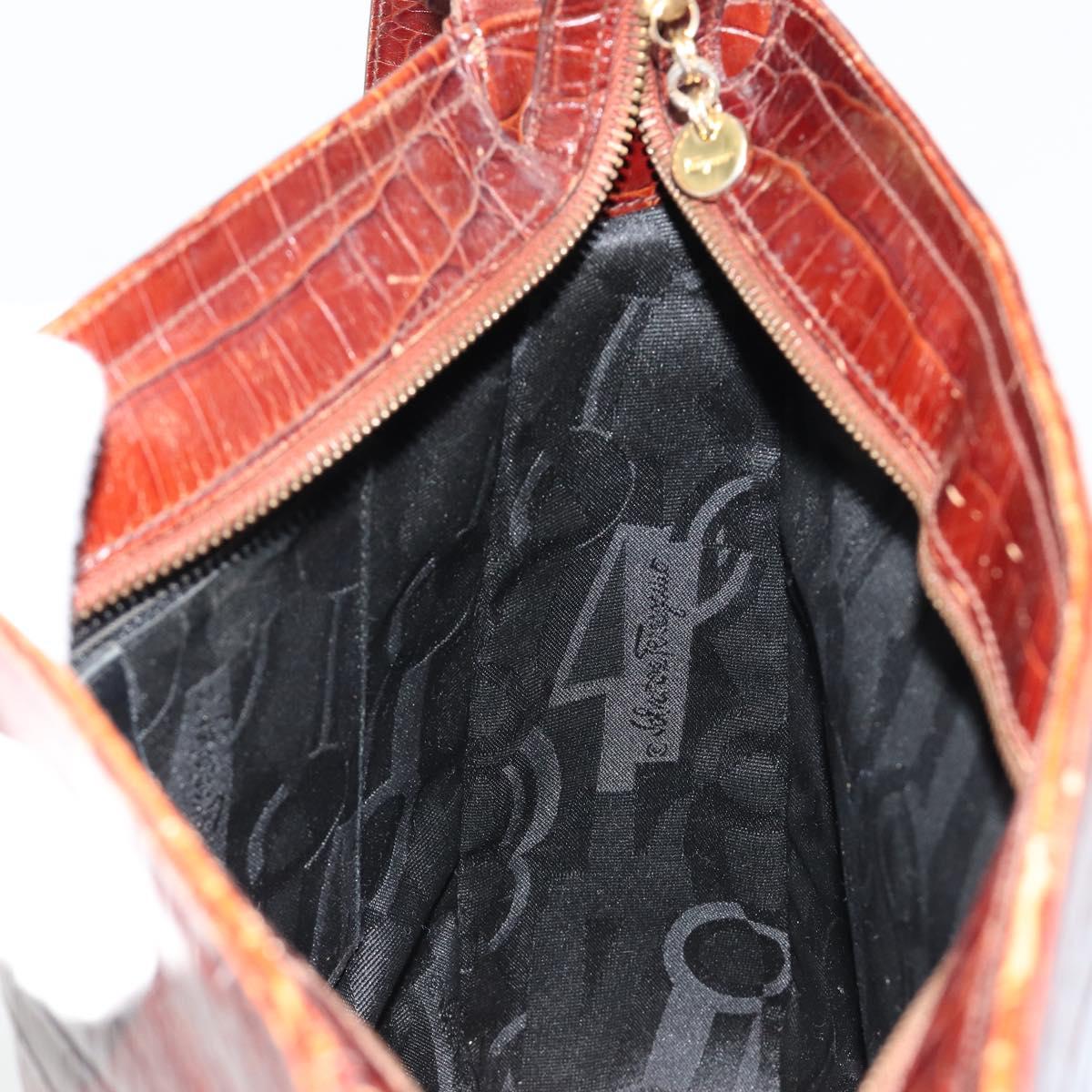 Salvatore Ferragamo Shoulder Bag Leather Brown Gold Auth ka4542