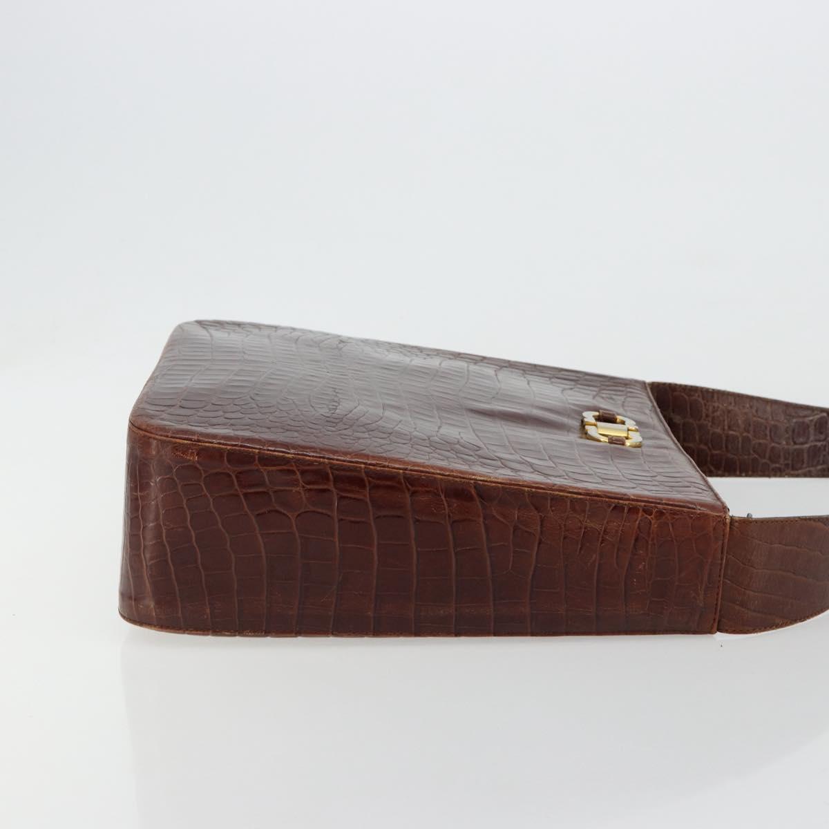 Salvatore Ferragamo Shoulder Bag Leather Brown Gold Auth ka4542
