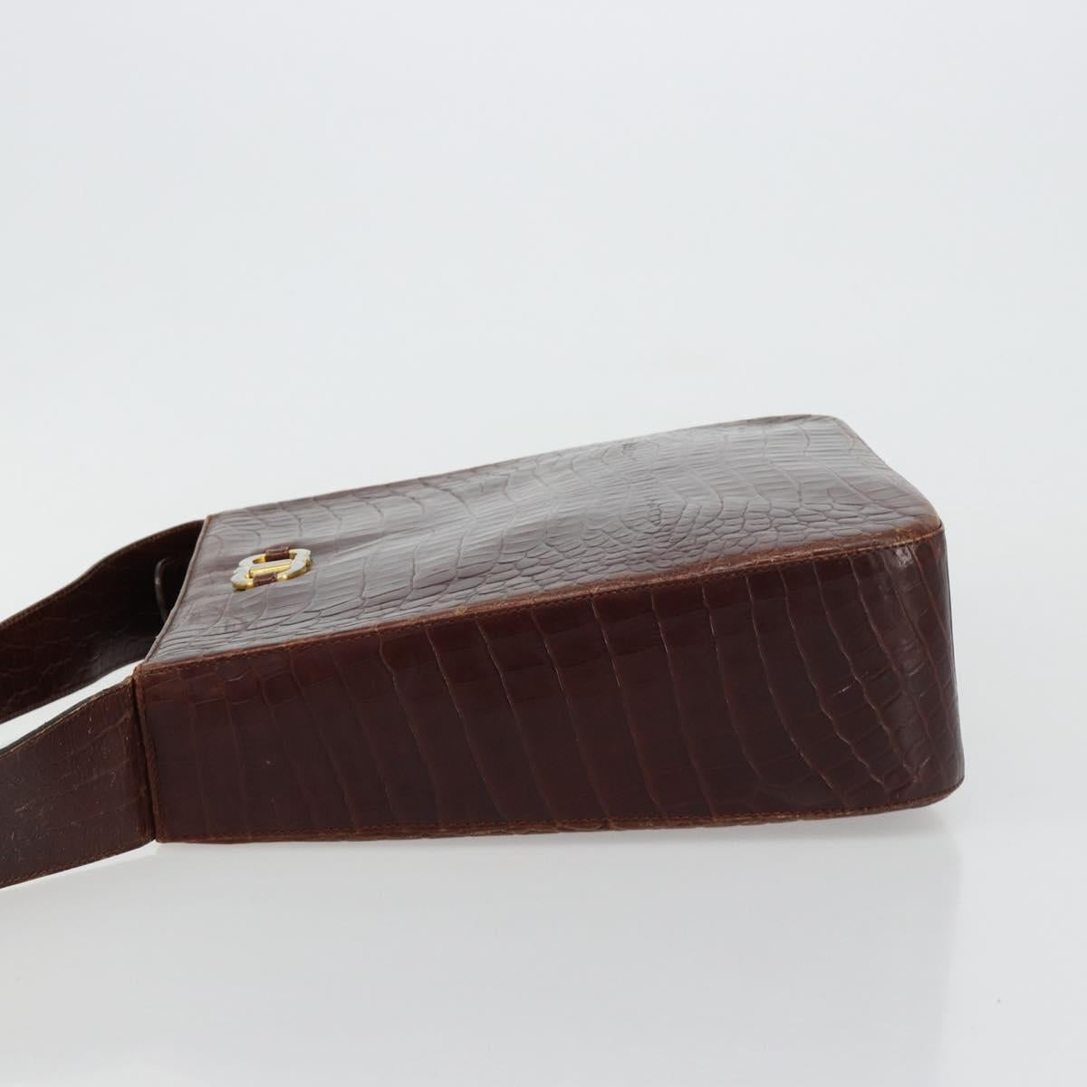 Salvatore Ferragamo Shoulder Bag Leather Brown Gold Auth ka4542