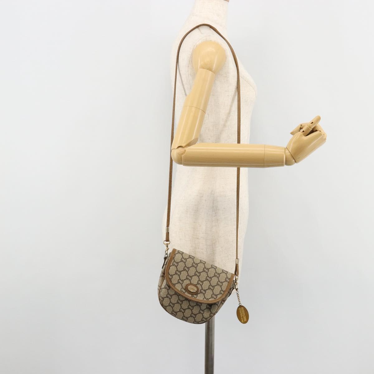 GUCCI GG Plus Supreme Shoulder Bag PVC Beige Gold Auth ka4547