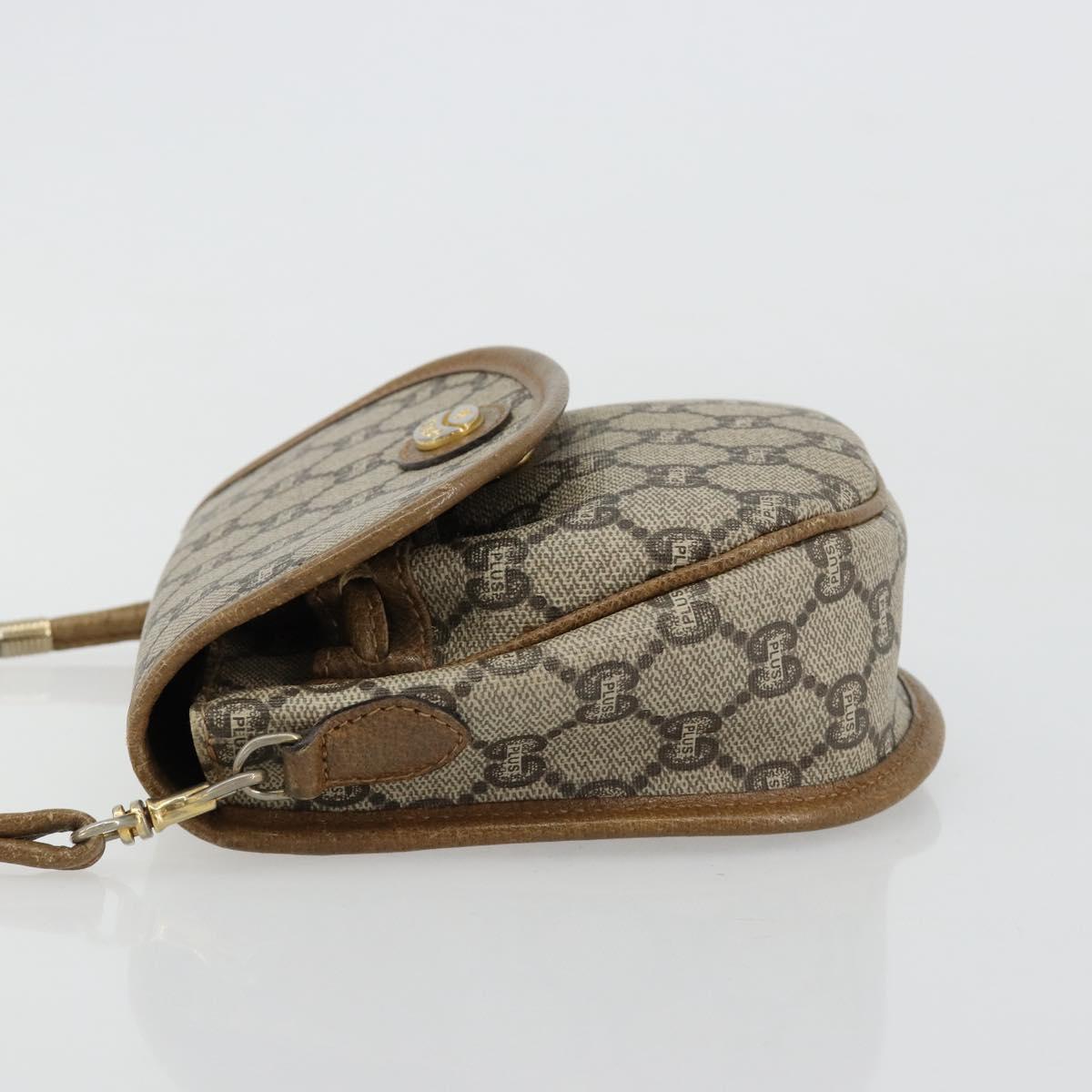GUCCI GG Plus Supreme Shoulder Bag PVC Beige Gold Auth ka4547