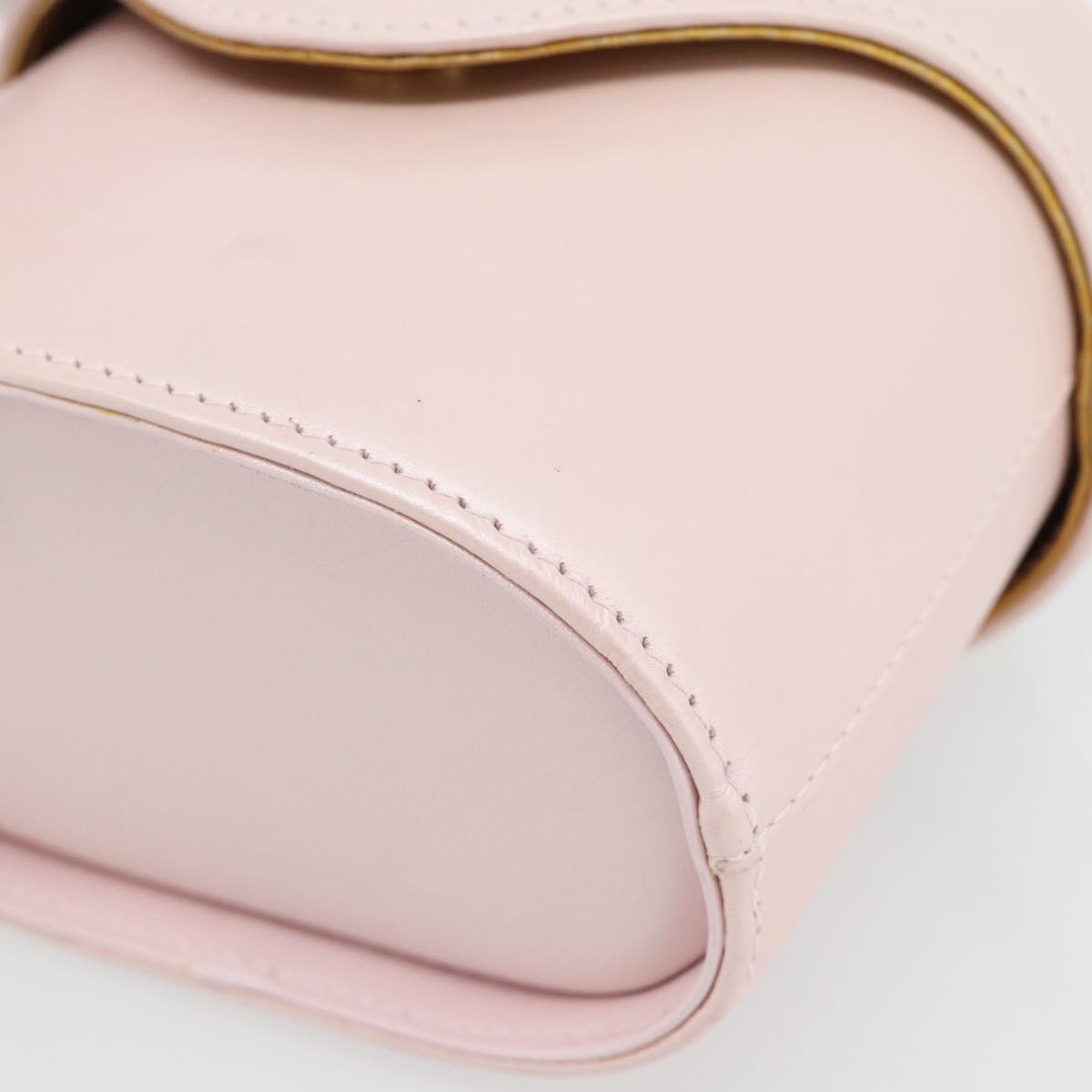 Gianni Versace Vanity Hand Bag Leather 2way Pink Gold Auth ka4553