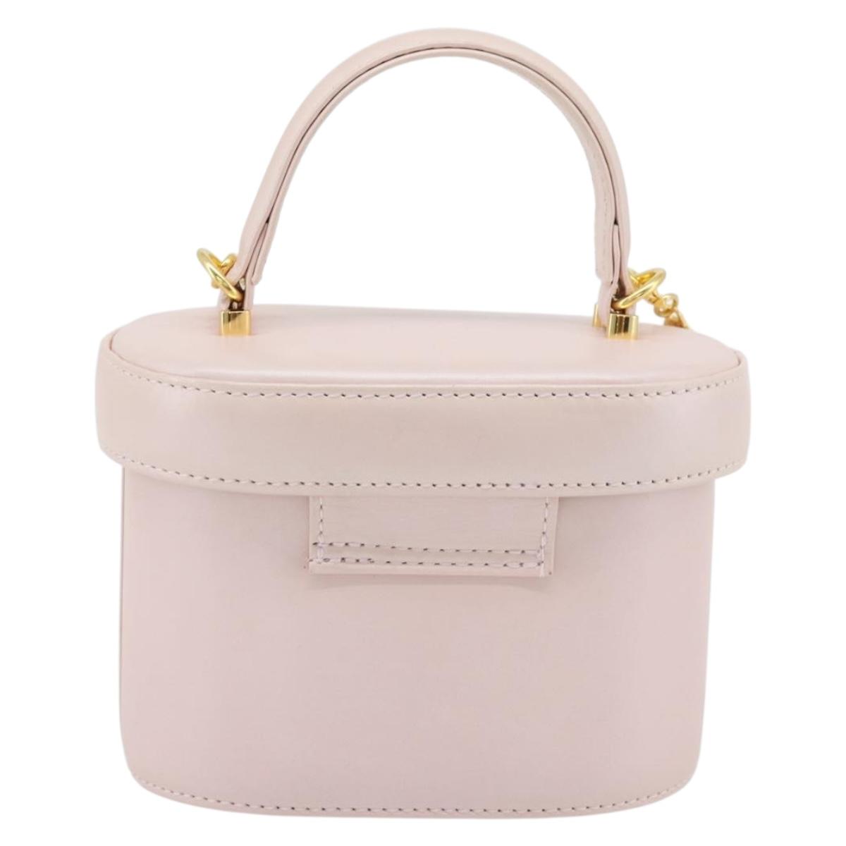 Gianni Versace Vanity Hand Bag Leather 2way Pink Gold Auth ka4553