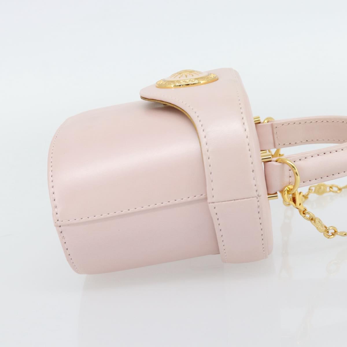 Gianni Versace Vanity Hand Bag Leather 2way Pink Gold Auth ka4553