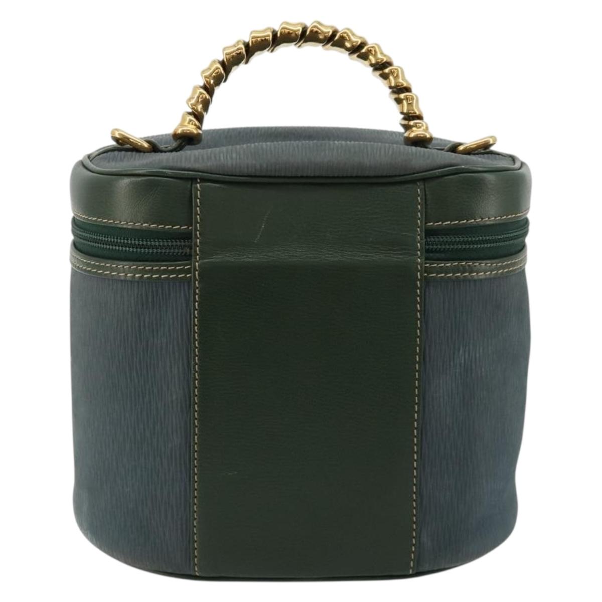 LOEWE Velazquez Hand Bag Suede Green Gold Auth ka4554A