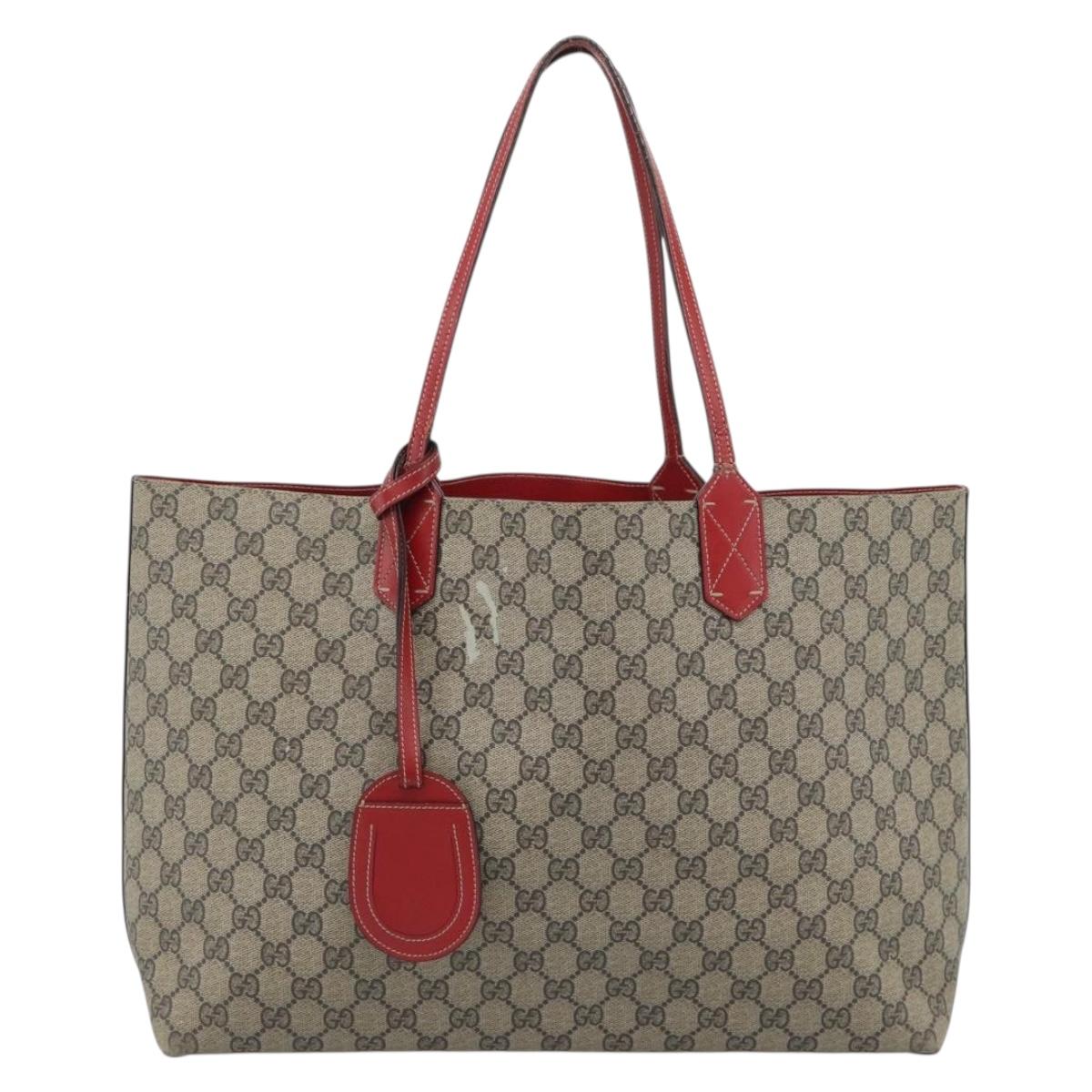 GUCCI GG Supreme Tote Bag PVC Beige Auth ka4557