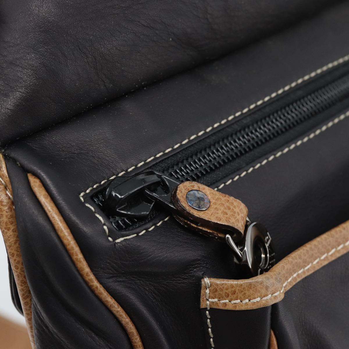LOEWE Shoulder Bag Leather Black Silver Auth ka4560A