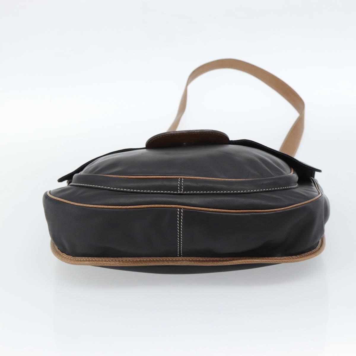 LOEWE Shoulder Bag Leather Black Silver Auth ka4560A