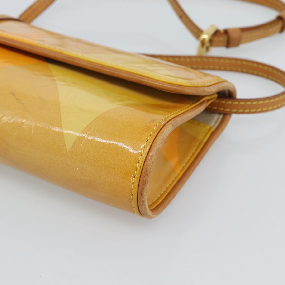 LOUIS VUITTON Monogram Vernis Pochette Fleur Bag Yellow M91118 LV Auth ka4561