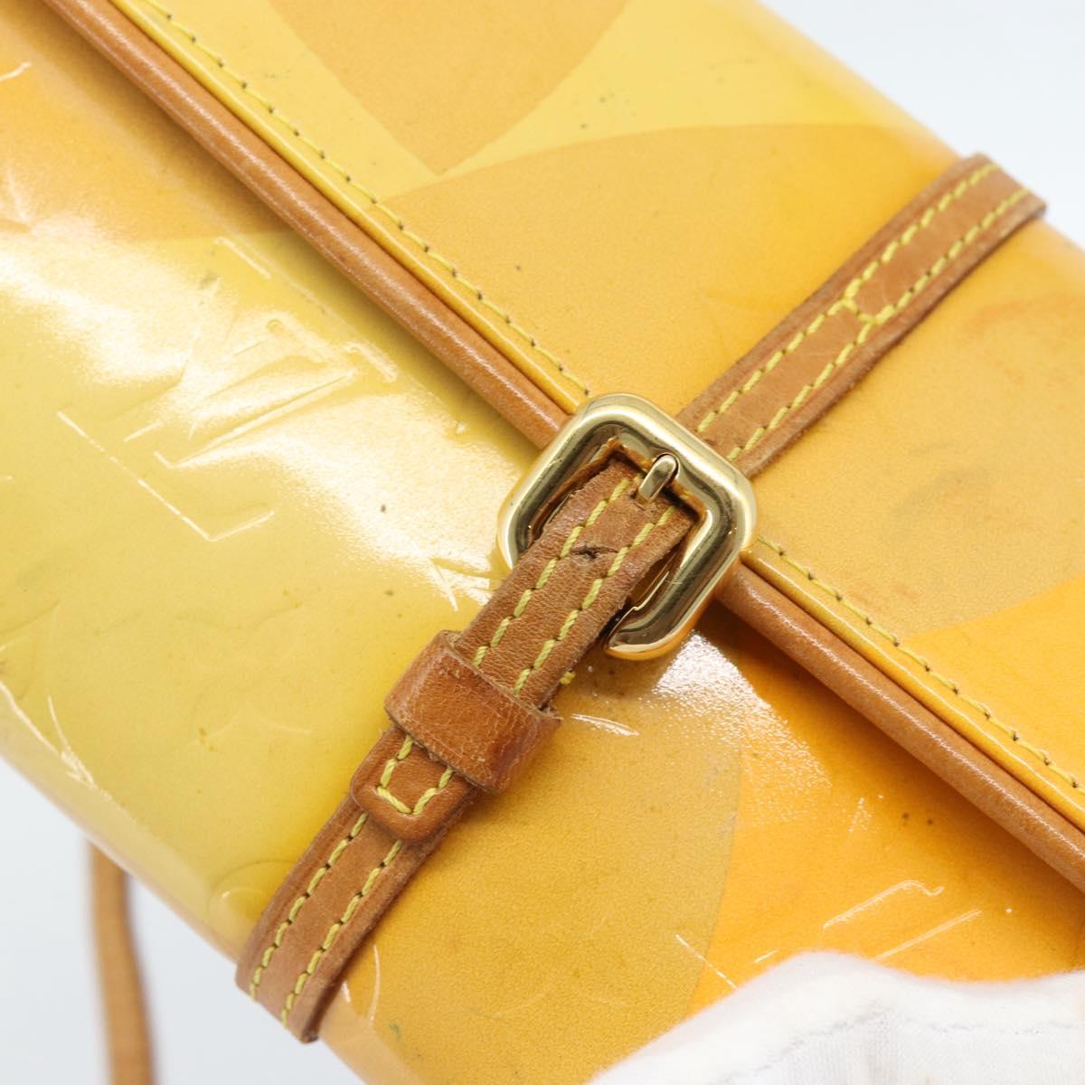 LOUIS VUITTON Monogram Vernis Pochette Fleur Bag Yellow M91118 LV Auth ka4561