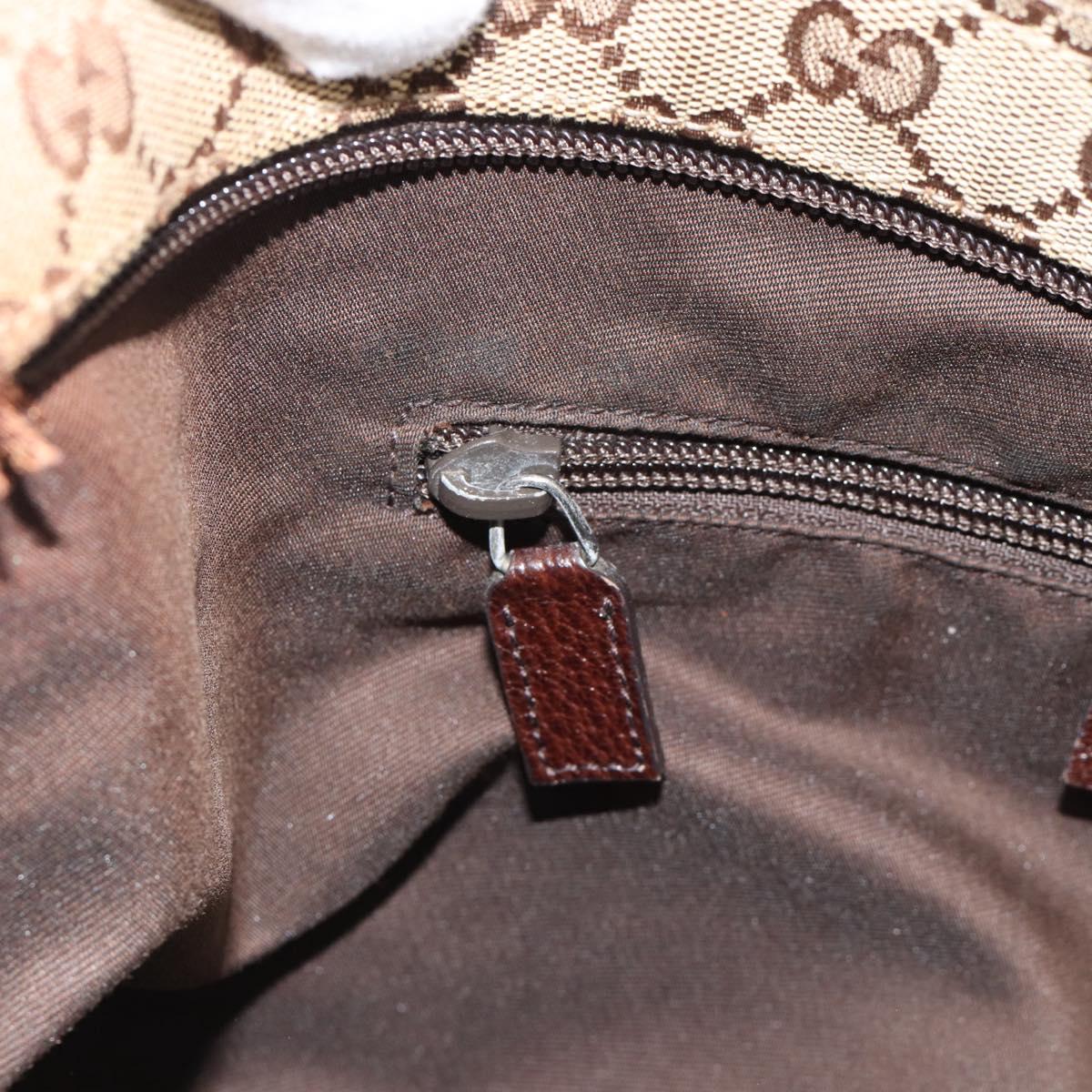 GUCCI GG Canvas Web Sherry Line Shoulder Bag Beige Silver 189751 Auth ka4563