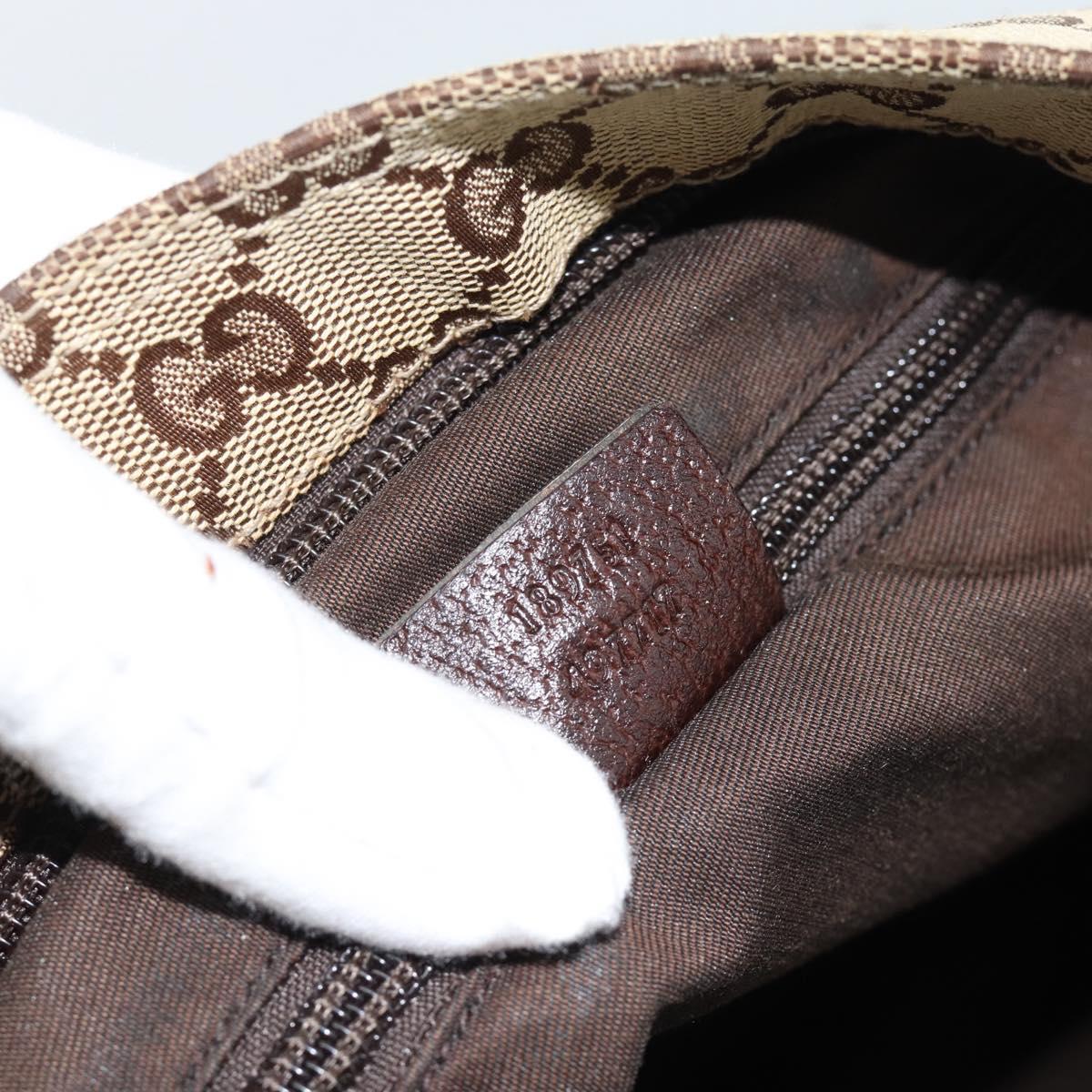 GUCCI GG Canvas Web Sherry Line Shoulder Bag Beige Silver 189751 Auth ka4563
