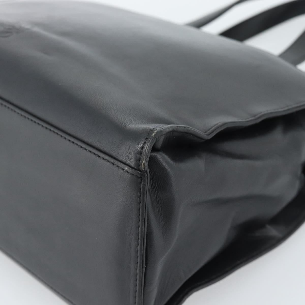 LOEWE Hand Bag Leather Black Silver Auth ka4565A