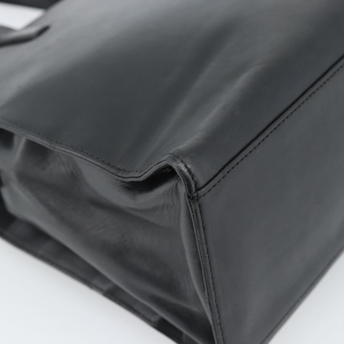 LOEWE Hand Bag Leather Black Silver Auth ka4565A