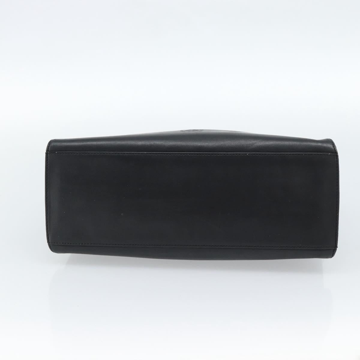 LOEWE Hand Bag Leather Black Silver Auth ka4565A