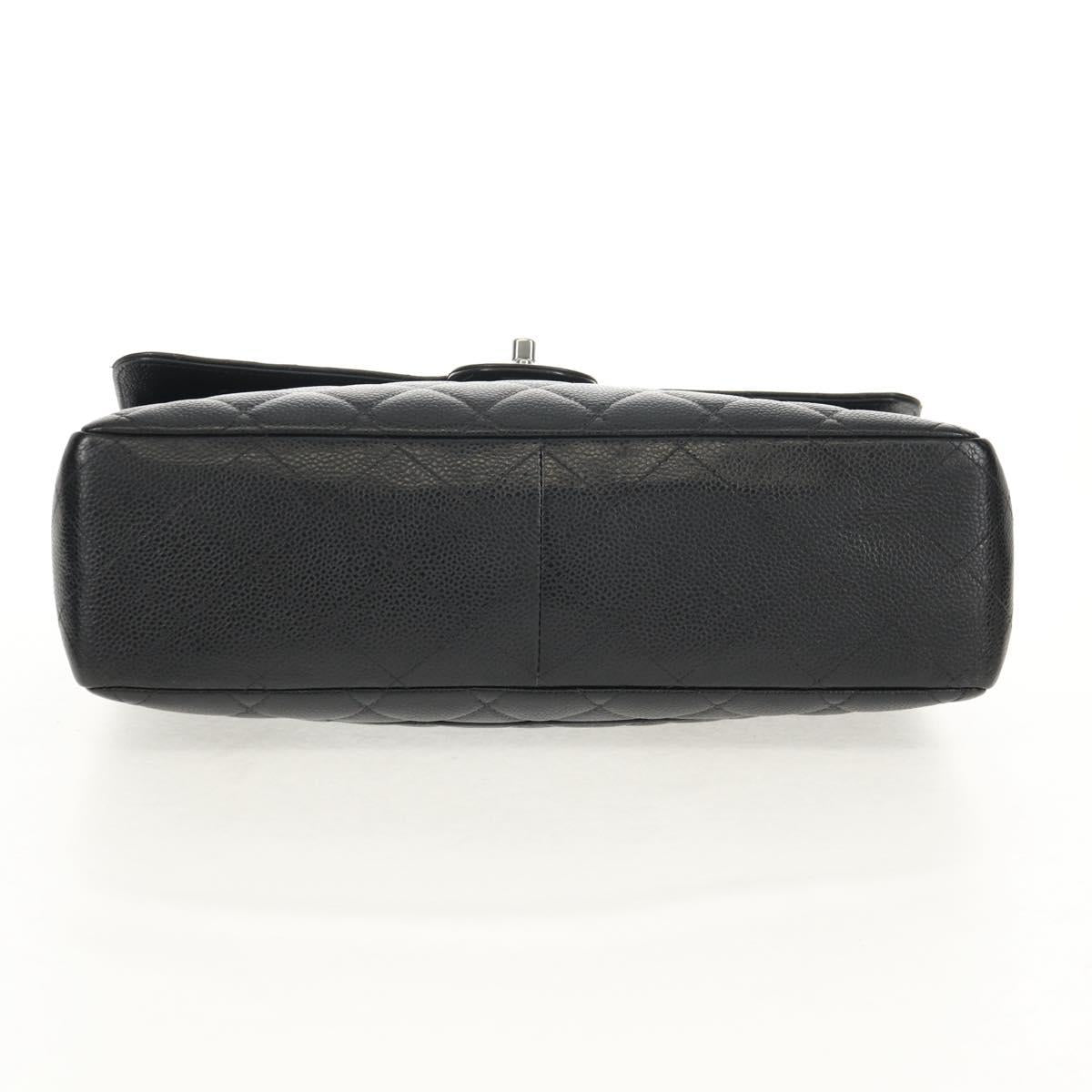 CHANEL Matelasse 30 Chain Shoulder Bag Caviar Skin Black Silver CC Auth ka456V