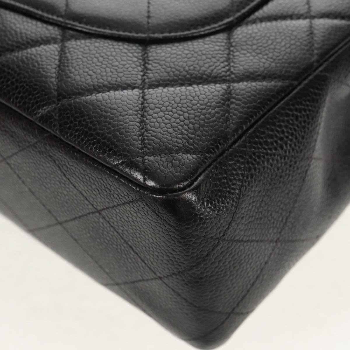 CHANEL Matelasse 30 Chain Shoulder Bag Caviar Skin Black Silver CC Auth ka456V