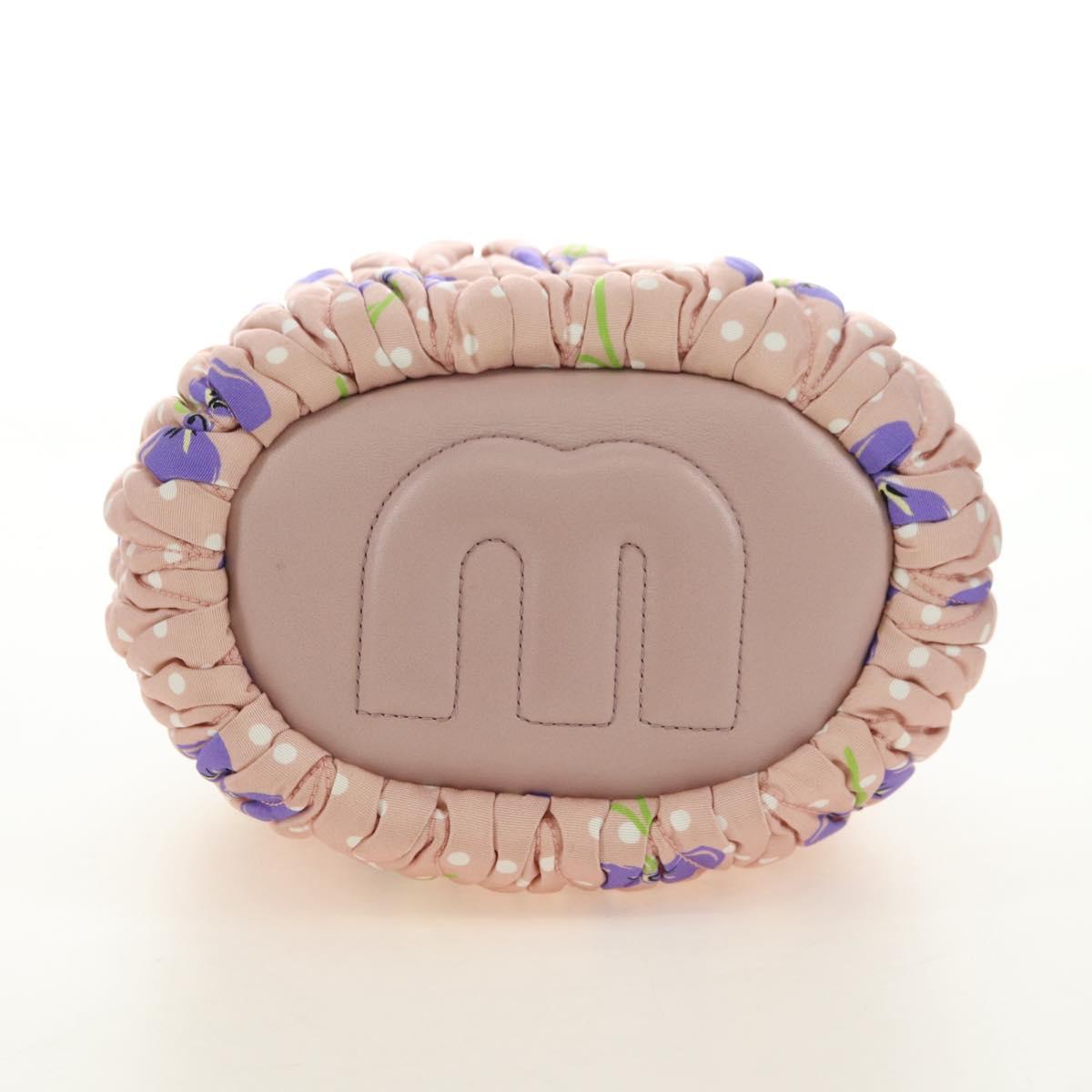Miu Miu Shoulder Bag Canvas Leather Pink Gold Auth ka4573M