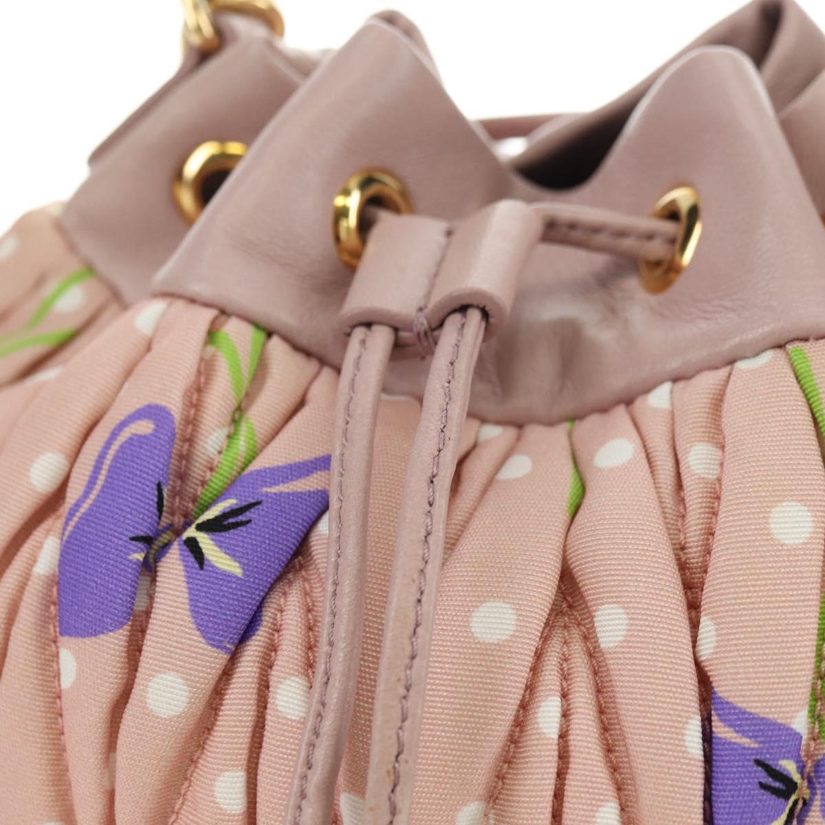 Miu Miu Shoulder Bag Canvas Leather Pink Gold Auth ka4573M