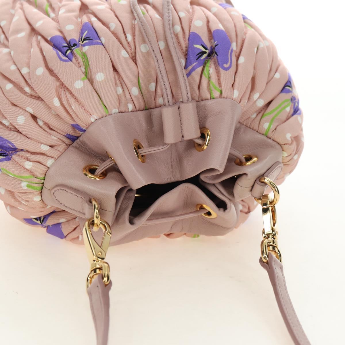 Miu Miu Shoulder Bag Canvas Leather Pink Gold Auth ka4573M