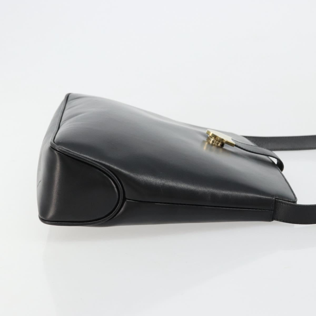 Salvatore Ferragamo Shoulder Bag Leather Black Gold Auth ka4575