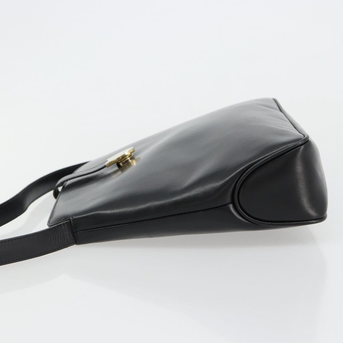 Salvatore Ferragamo Shoulder Bag Leather Black Gold Auth ka4575