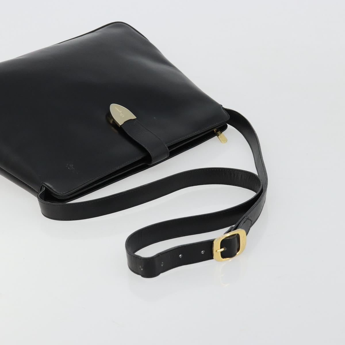Salvatore Ferragamo Shoulder Bag Leather Black Gold Auth ka4575