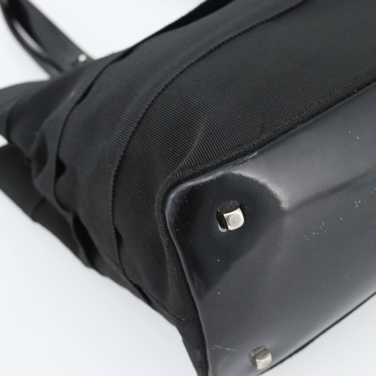 Salvatore Ferragamo Vala Hand Bag Canvas Black Silver Auth ka4576