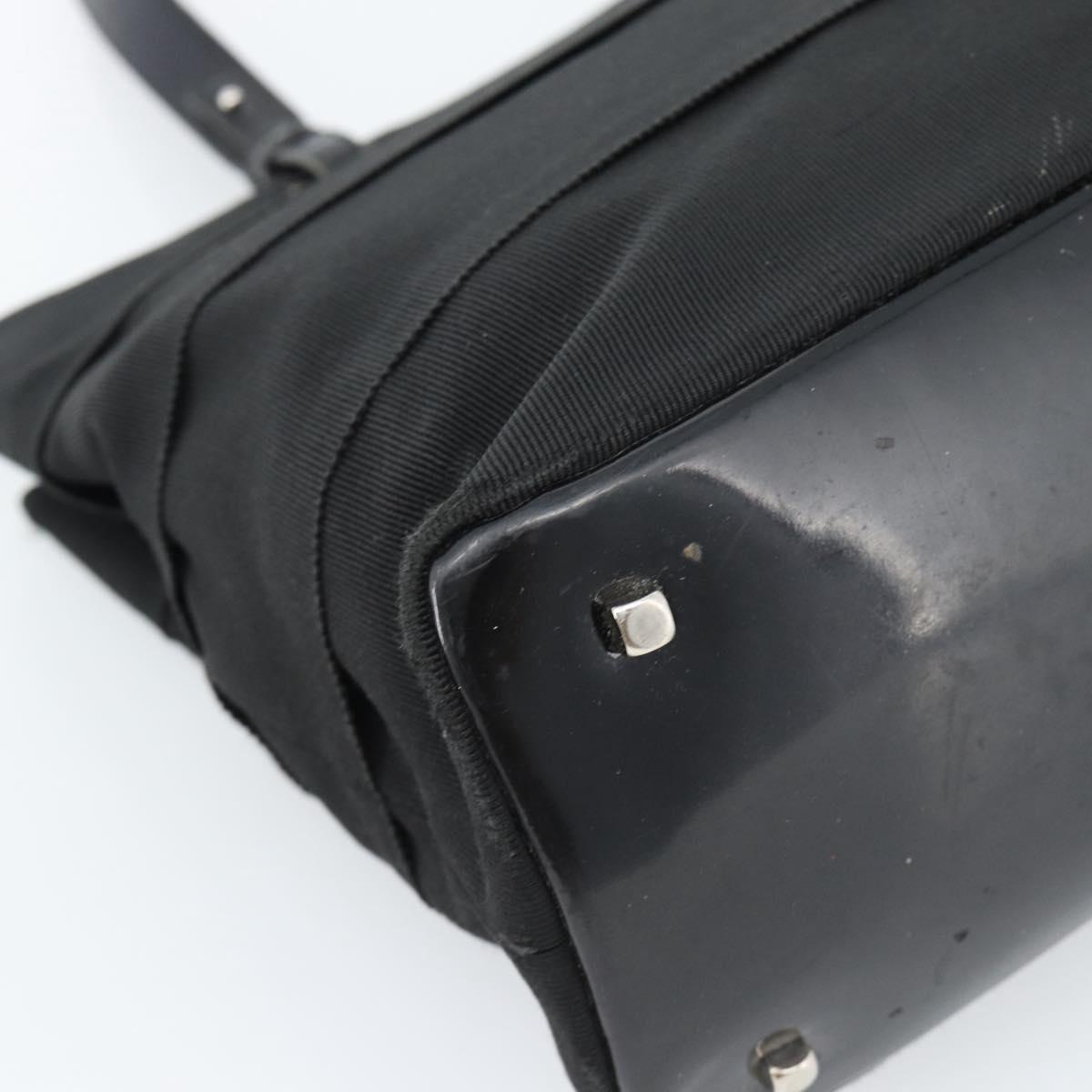 Salvatore Ferragamo Vala Hand Bag Canvas Black Silver Auth ka4576