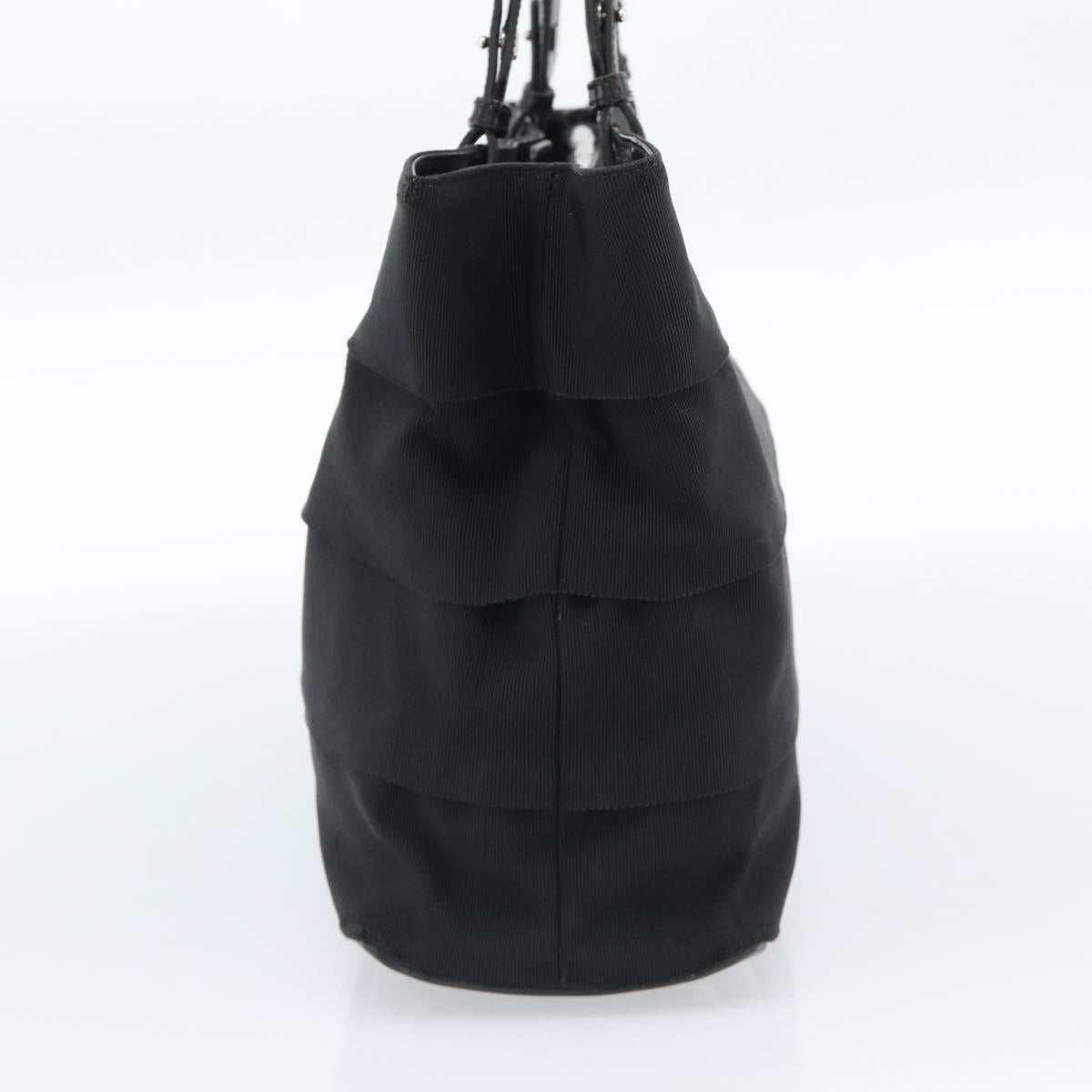 Salvatore Ferragamo Vala Hand Bag Canvas Black Silver Auth ka4576